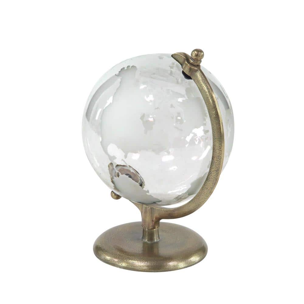 Sleek Concrete & Glass Globe with Aluminum Stand, 12" White