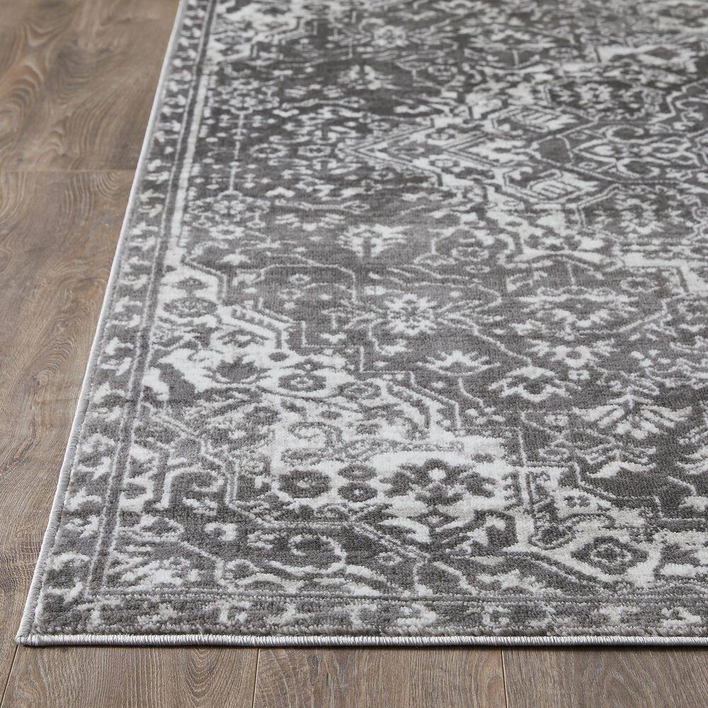 Gray 9' x 12' Synthetic Stain-Resistant Rectangular Area Rug