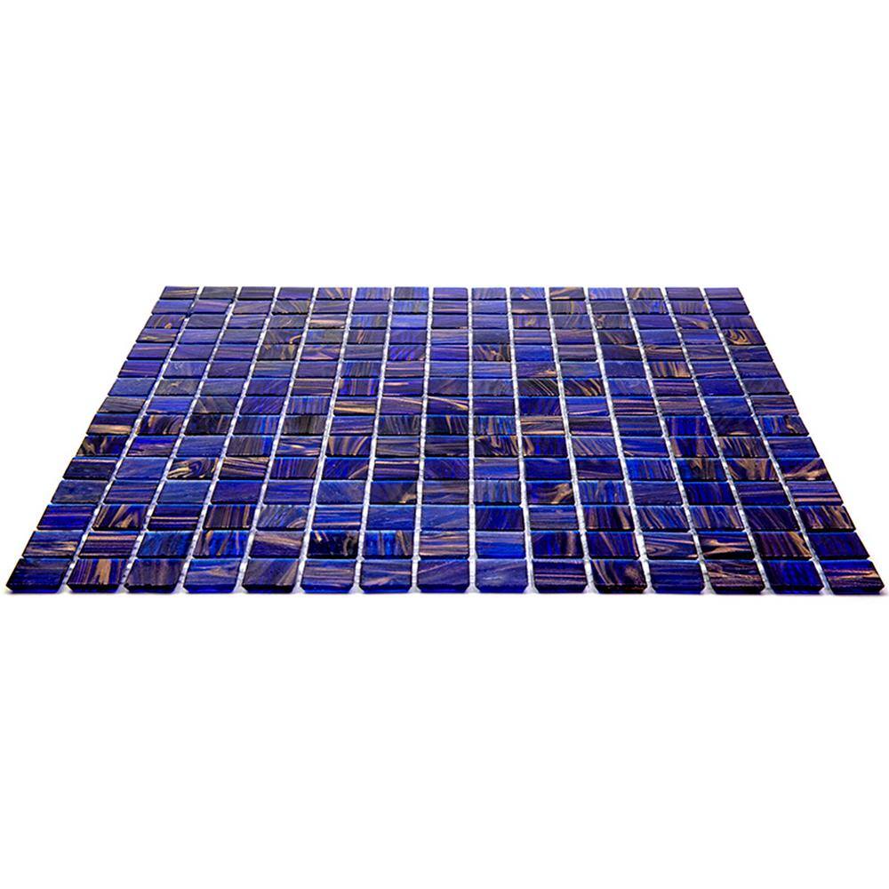 12" x 12" Glossy Blue and Brown Glass Mosaic Tile