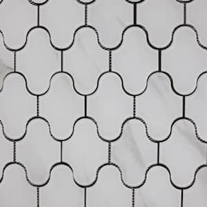 Tuscan Calacatta White 9 in. x 12 in. Glossy Glass Mosaic Wall Tile (1.04 sq. ft.)