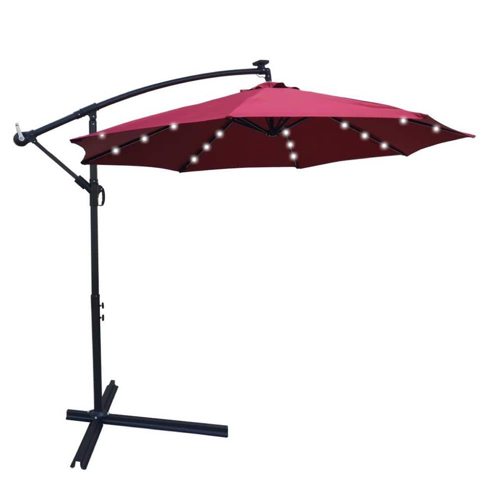 Cesicia 10 ft. Steel Outdoor Cantilever Umbrella With LED Lights and