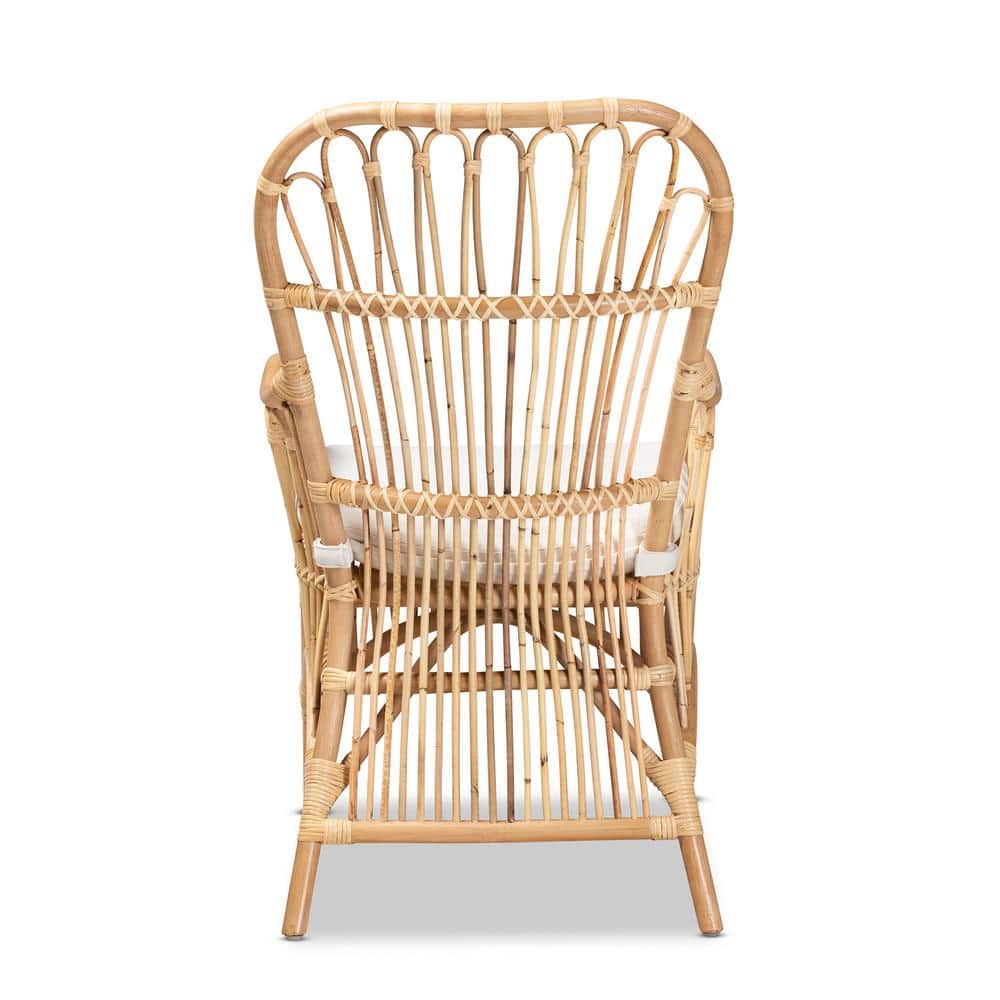 Handcrafted White Rattan Spindle Accent Chair