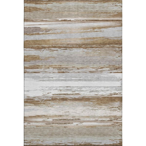 Mayfield Premium Machine Washable Abstract AMF2243 Brown 3 ft. x 5 ft. Area Rug