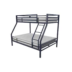 Maxwell Twin-Over-Full Metal Navy Blue Bunk Bed with Ladder and Guardrails