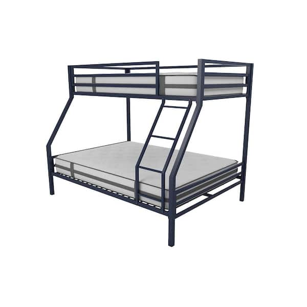 Novogratz Maxwell Twin-Over-Full Metal Navy Blue Bunk Bed with Ladder and Guardrails