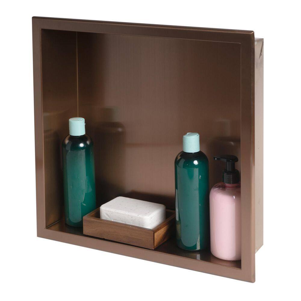 Brushed Copper 16" Square Stainless Steel Shower Niche