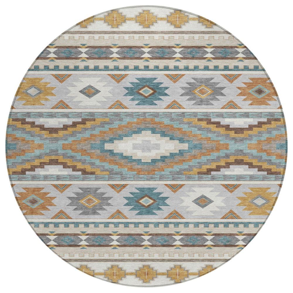 Chantille Machine Washable Indoor/Outdoor Abstract ACN2539 Ivory 8 ft. x 8 ft. Round Rug price history on PriceWatchPro