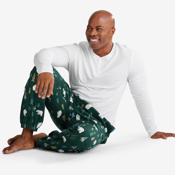 The Company Store Company Cotton Family Flannel Polar Bear Forest Men's  Henley Large Forest Green Pajamas Set 60016 - The Home Depot