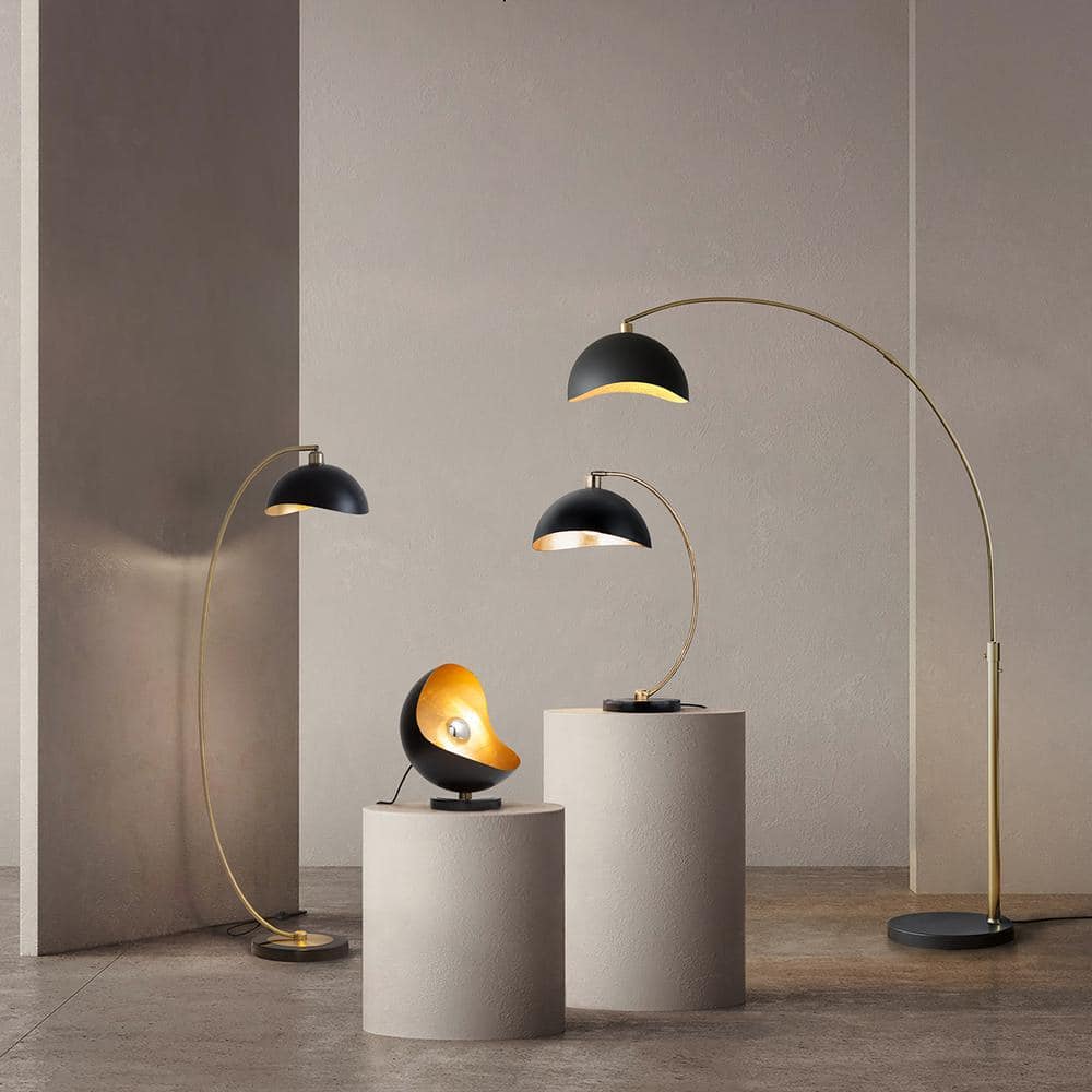 Luna Bella 68" Weathered Brass Arc Floor Lamp with Black Marble Base