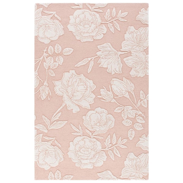 Glamour 6 ft. x 9 ft. Light Pink/Ivory Floral Garden Area Rug