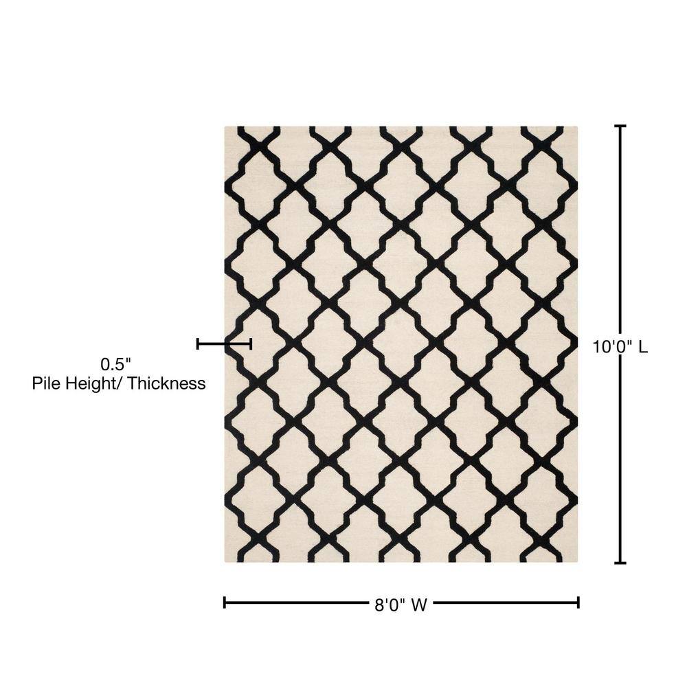 Handmade Cambridge Black/Ivory Wool 8' x 10' Tufted Area Rug