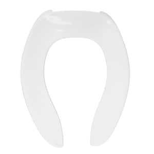 Elongated Open Front No Cover Commercial Toilet Seat in White