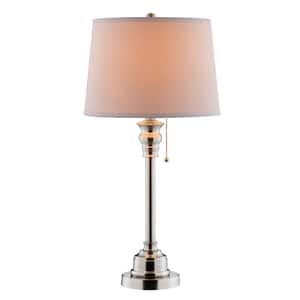 Bolton 25.75 in. Brushed Nickel Table Lamp with White Shade