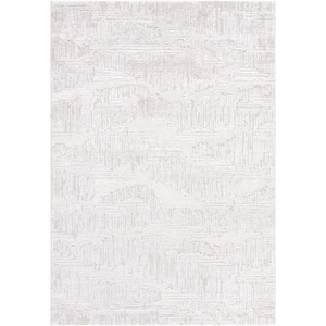 Wolly Ivory/White Modern 7 ft. x 9 ft. Indoor Area Rug