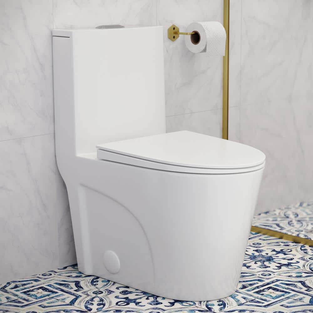 White Elongated Dual Flush High Efficiency Toilet