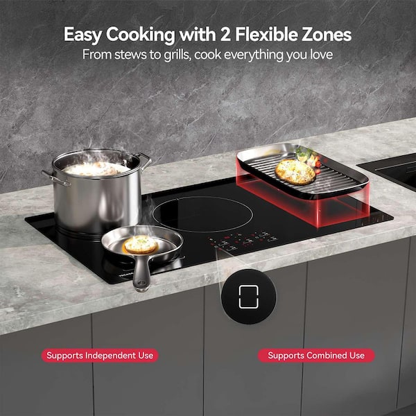 36 in. 5-Burner Induction Glass Cooktop in Black with Bridge Element, Flex Zone, and Boost Function
