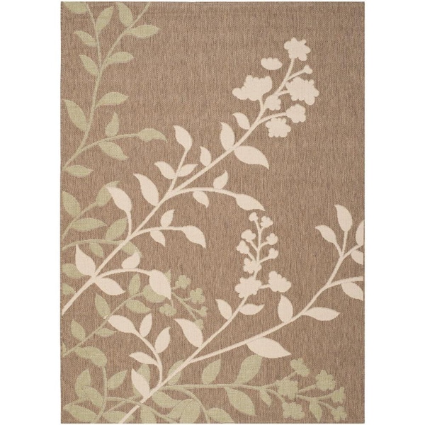 SAFAVIEH Courtyard Brown/Beige 5 ft. x 8 ft. Border Indoor/Outdoor Patio  Area Rug