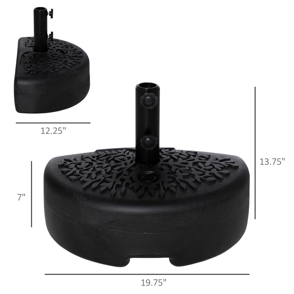 Black Metal Half Round Patio Umbrella Base Stand Holder
