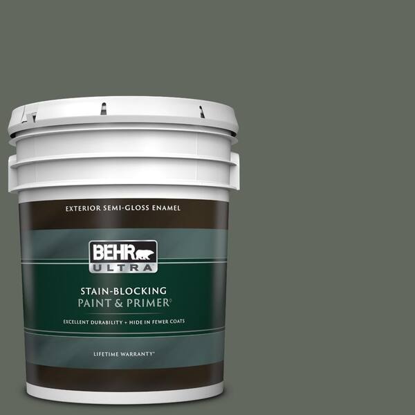 BEHR ULTRA 5 gal. #710F-6 Painted Turtle Semi-Gloss Enamel Exterior Paint & Primer