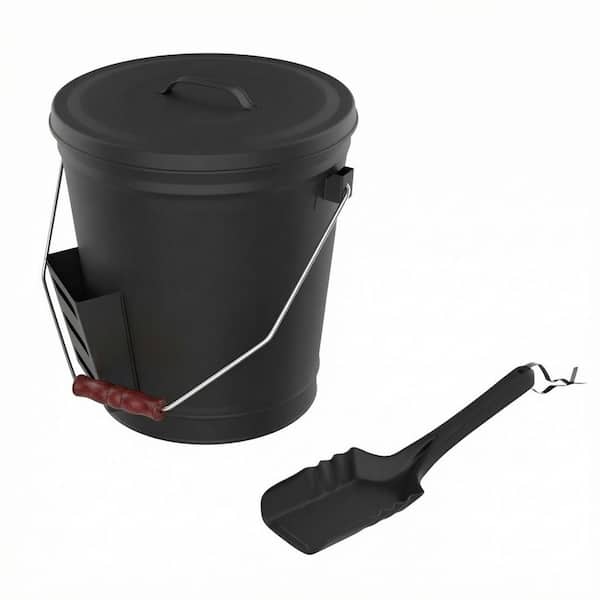Pure Garden 4.75 Gal. Ash Bucket with Lid and Shovel for Fireplace