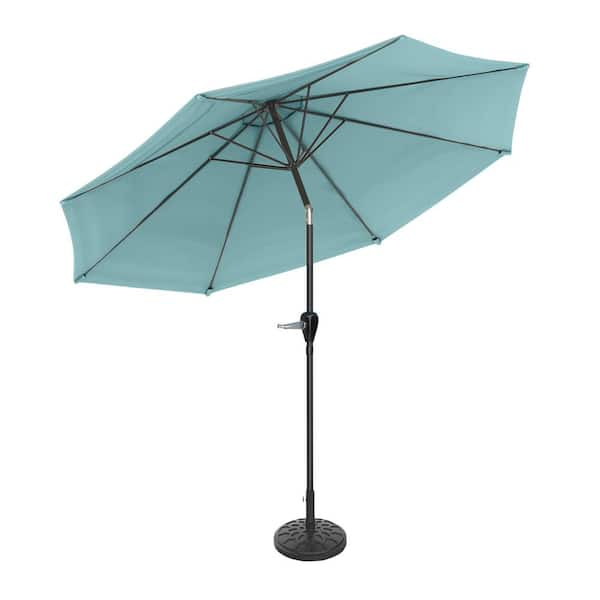 Pure Garden 10 Ft Outdoor Market Patio Umbrella With Auto Tilt And Base In Dusty Green 50 5431