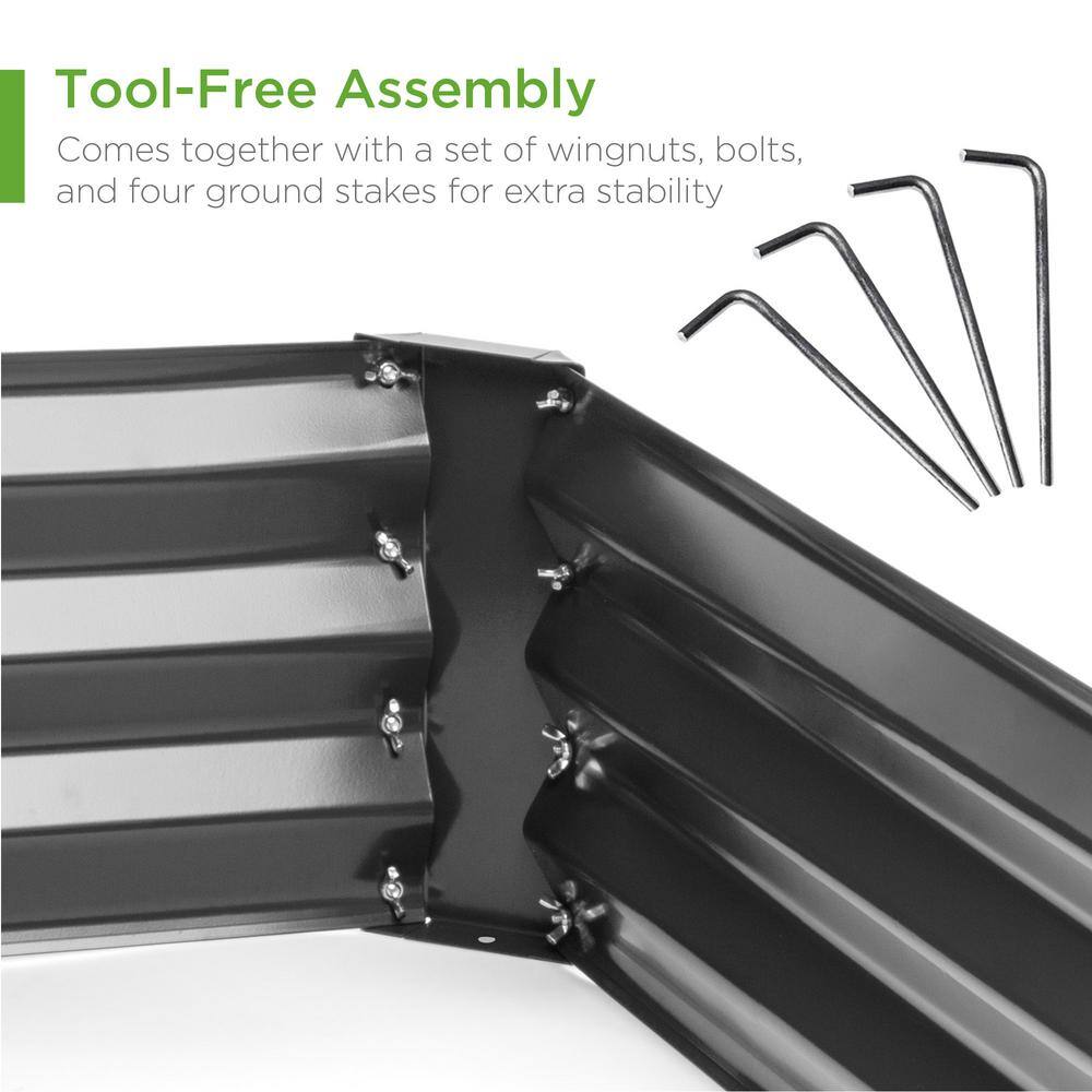Dark Gray Powder-Coated Steel Outdoor Raised Garden Bed