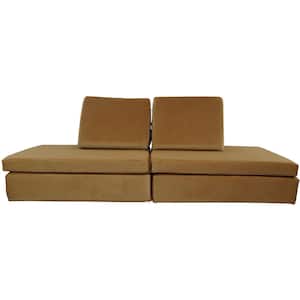 Gold Lil Lounger Play Couch with 2 Foldable Base Cusions and 2 Triangular Pillows