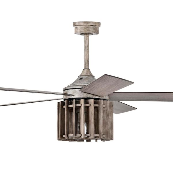 Olivia 52 in. 3-Light Indoor Beige Faux Wood Grain Finish Ceiling Fan with Light Kit