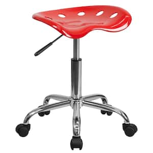 Vibrant Red Tractor Seat and Chrome Stool