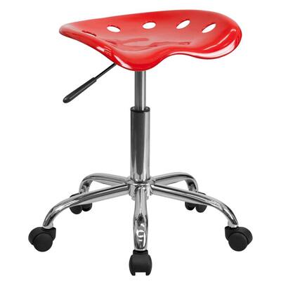 Vibrant Red Tractor Seat and Chrome Stool