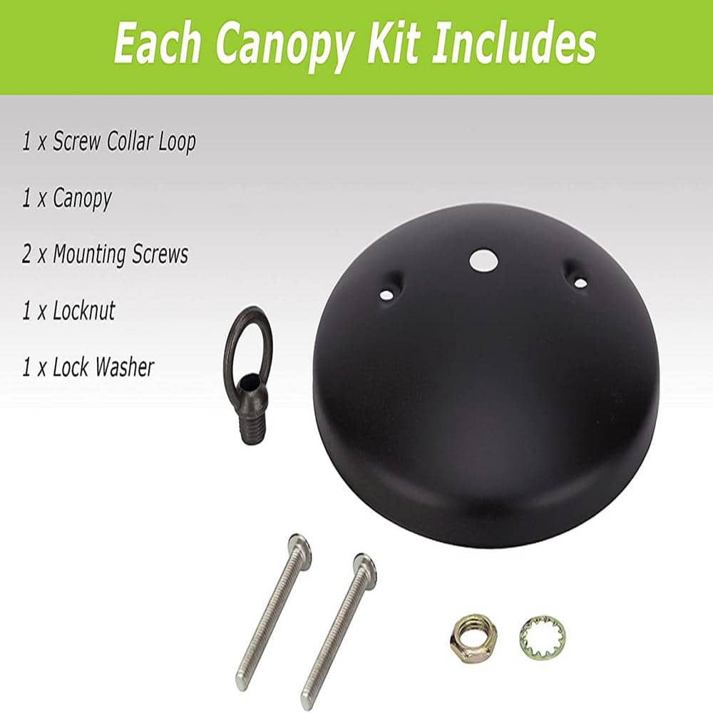 5-Inch Black Modern Light Fixture Canopy Kit