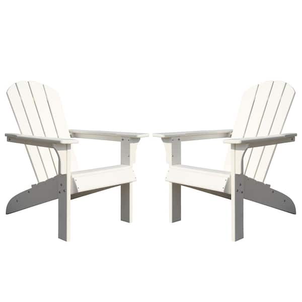 Miscool White HDPE Plastic Outdoor Leisure Adirondack Chair (2-Pack)