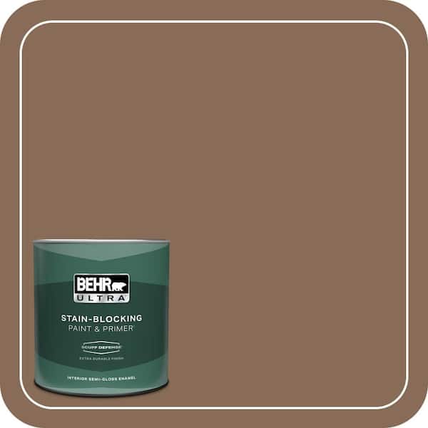 BEHR ULTRA 1 qt. #BNC-34 Spiced Latte Extra Durable Semi-Gloss Enamel Interior Paint & Primer