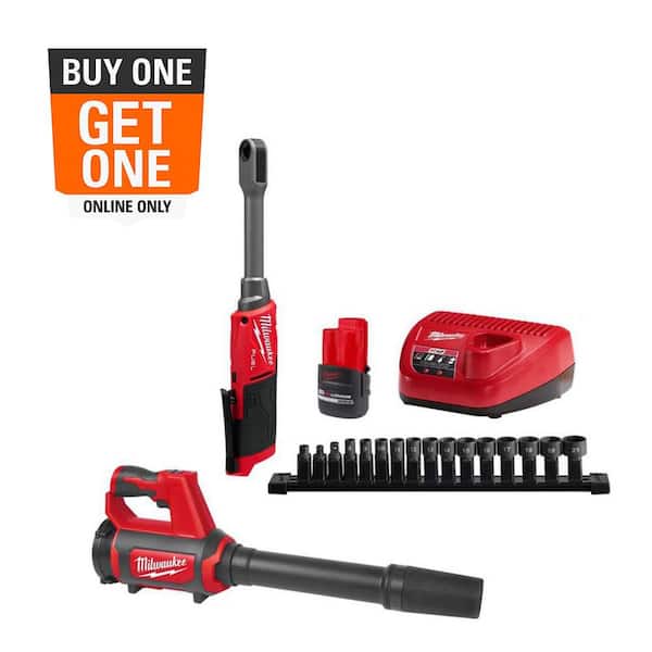 M12 FUEL INSIDER 12V Lithium-Ion Brushless 1/4-3/8 in. Extended Reach Box Cordless Ratchet Kit w/ Battery & Spot Blower