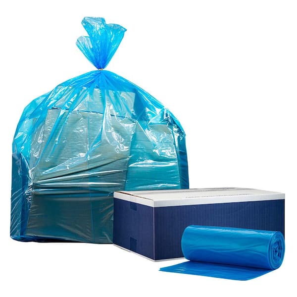 30 Gallon Drawstring Blue Plastic Recycling Bags Box of 50 