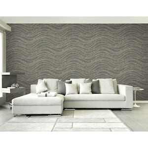 Waves Effect Grey and Beige Paper Non - Pasted Strippable Wallpaper Roll Cover 60.75 sq. ft.