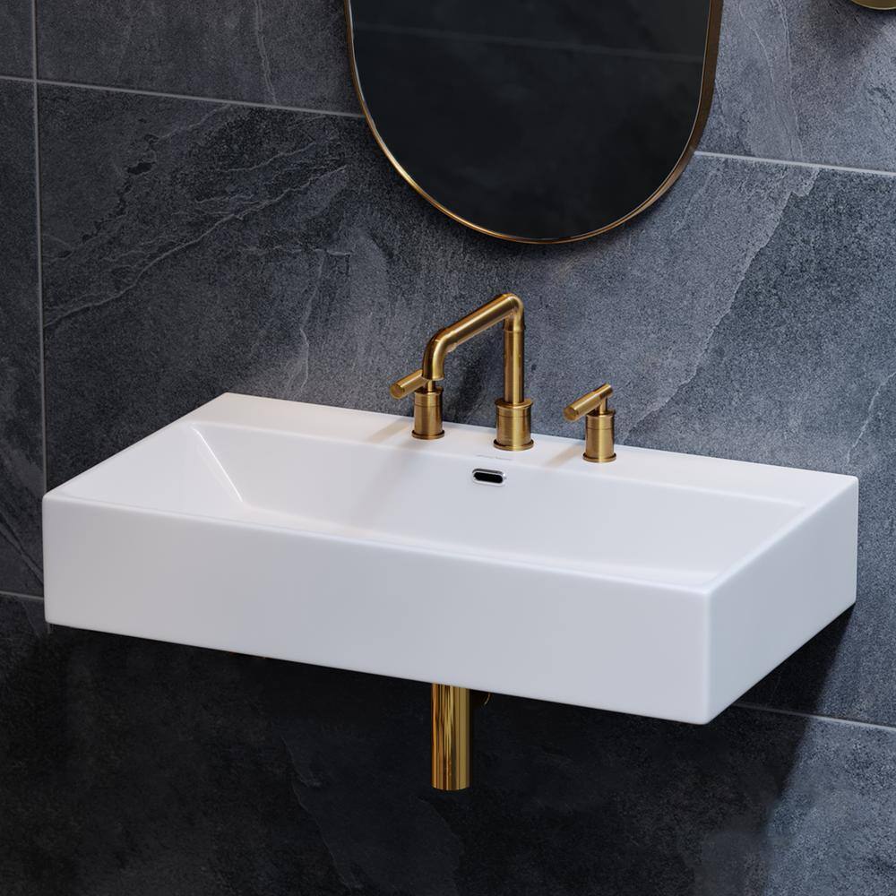 Claire 30" White Ceramic Wall-Mount Rectangular Bathroom Sink
