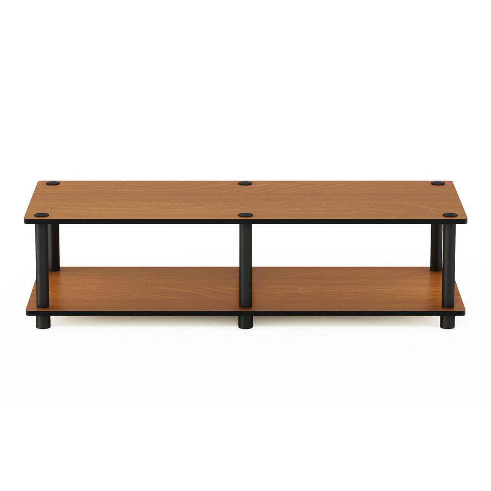 Light Cherry and Black Low Rise TV Stand with Cabinet
