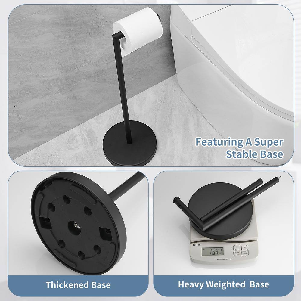 Matte Black Stainless Steel Freestanding Toilet Paper Holder