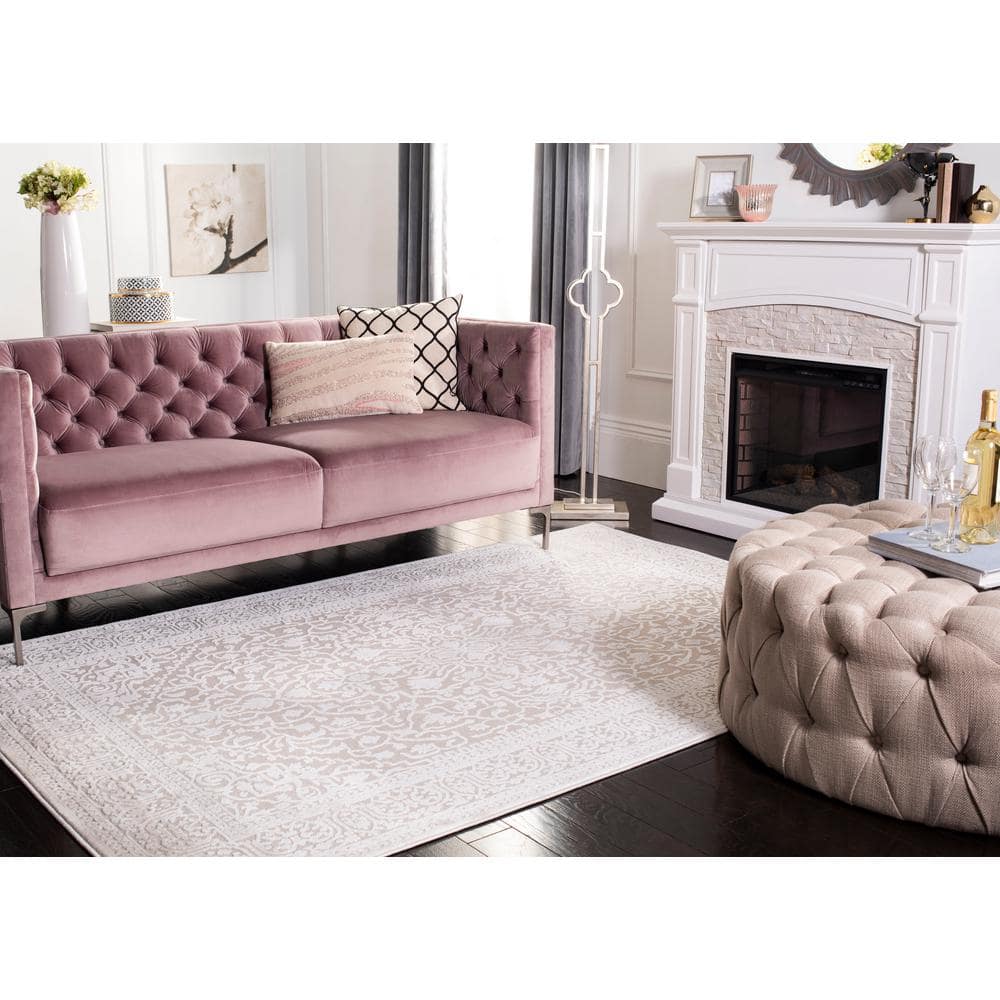 Handmade Beige Synthetic 9' x 12' Rectangular Area Rug