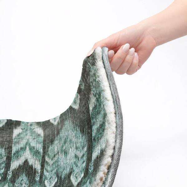 Dream Shag Premium Machine Washable Abstract ADS812 Teal 9 ft. x 12 ft. Area Rug