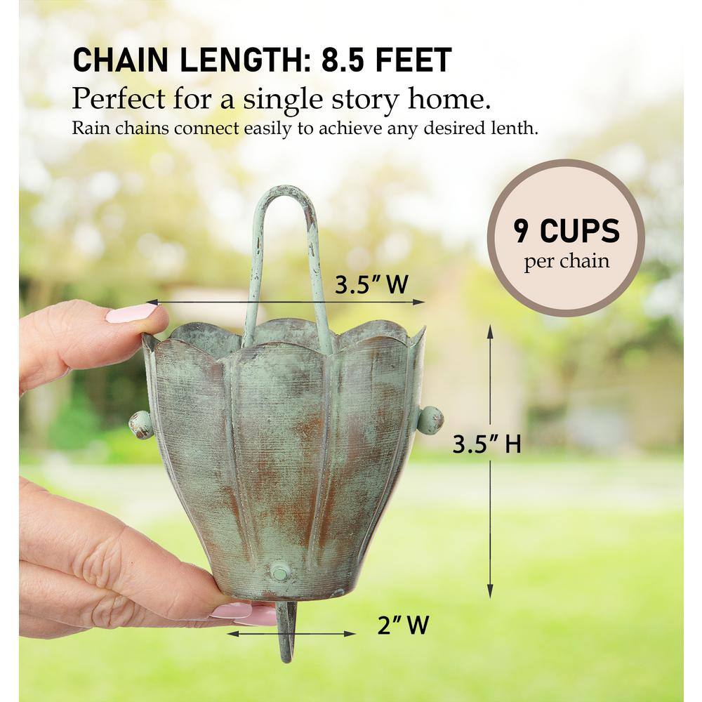 8.5ft Blue Verde Copper Crocus Rain Chain