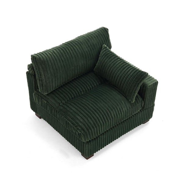 FEX-CHAIR WITH ARM GREEN／ACTUS Uixe Modern Right Arm Facing Green Faux Rabbit Fur Polyester
