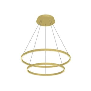 Cerchio 32 in. 2-Light 138-Watt Brushed Gold Integrated LED Chandelier