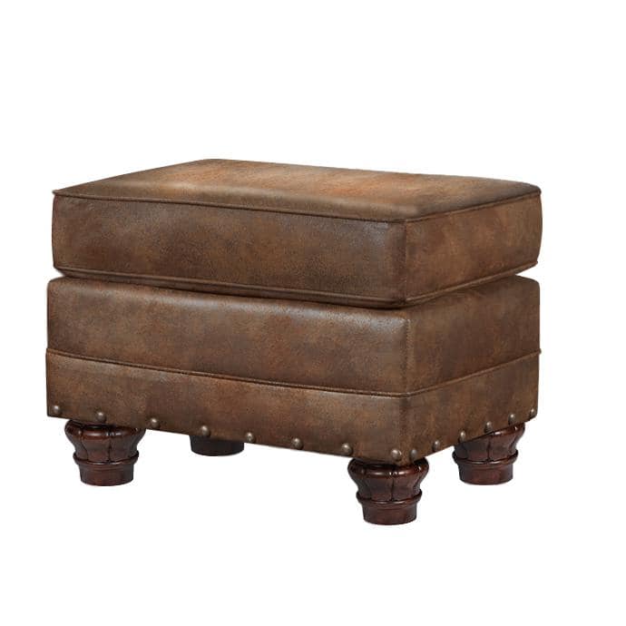 Rustic Brown Microfiber Accent Chair with Ottoman