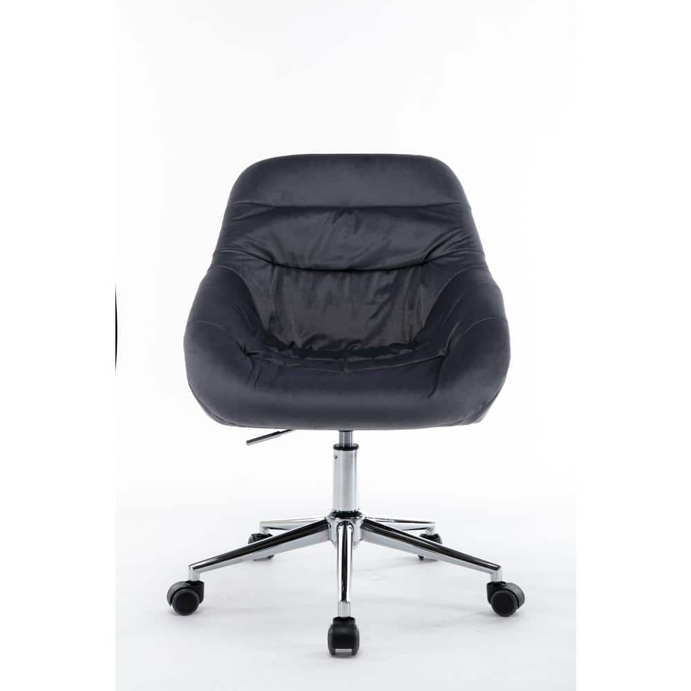 Reclining Black Velvet Upholstered Swivel Office Chair Task Chair with Adju