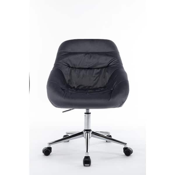 Unbranded Reclining Black Velvet Upholstered Swivel Office Chair Task Chair with Adjustable Height