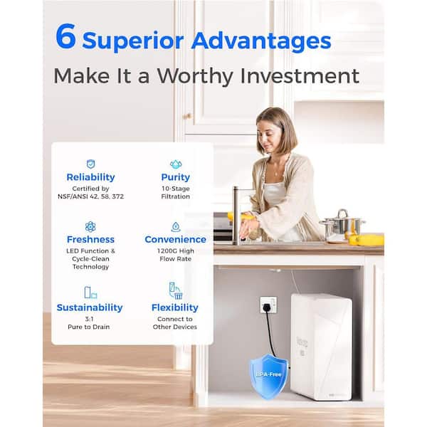 Waterdrop X12-Basic Tankless Undersink Reverse Osmosis System, NSF
