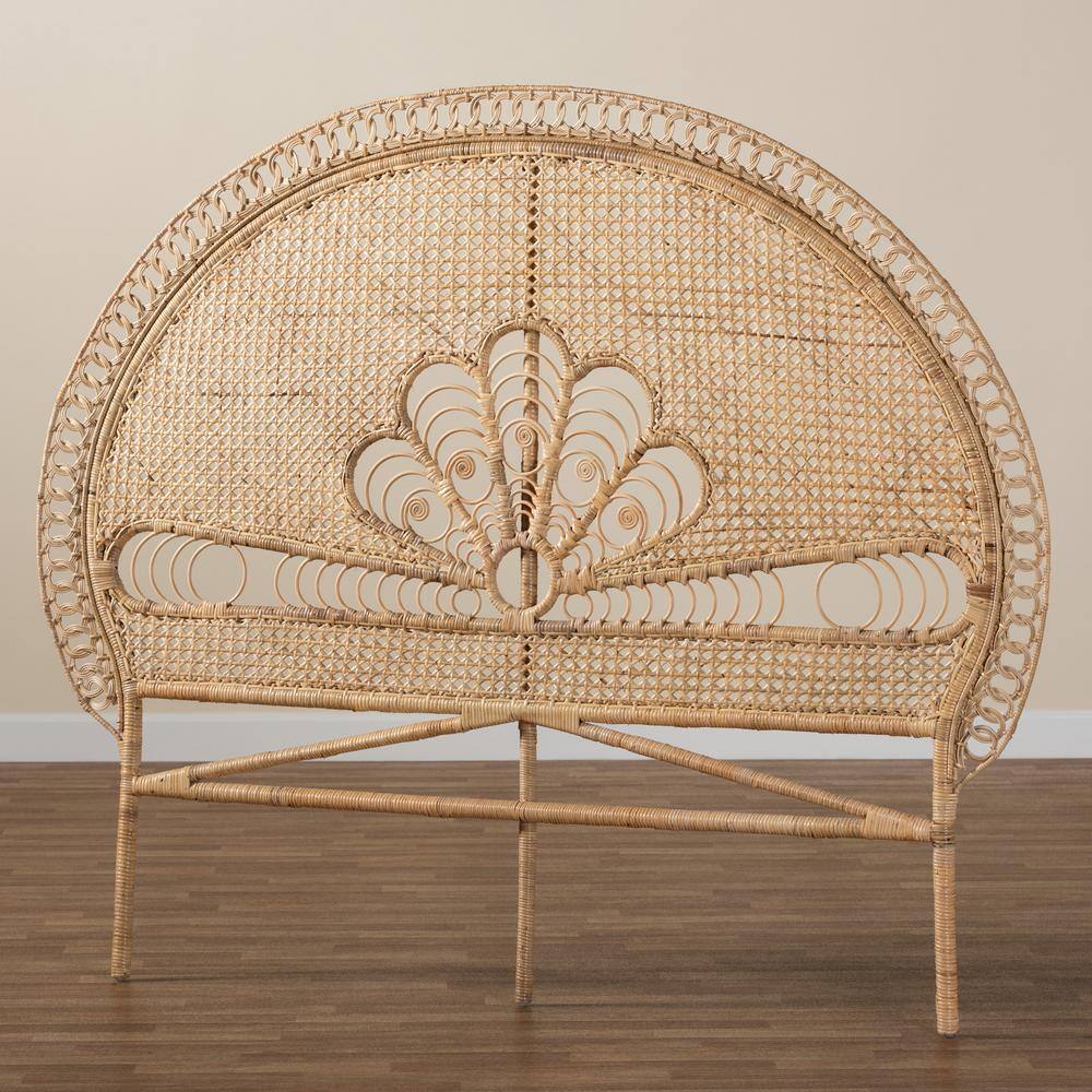 Natural Rattan Queen Size Bohemian Tufted Headboard