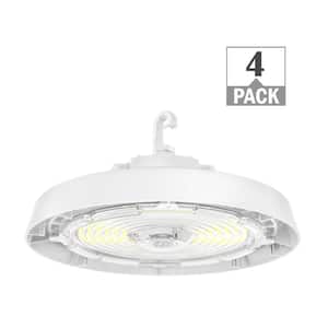 ETI LIGHTING 400-Watt Equivalent 11 in. Round Integrated LED Black High Bay Light 27000-36000 Lumens Adjustable CCT (4-Pack)